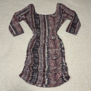 Free People Women Jasmine Boho Ruched Bodycon Mini Dress